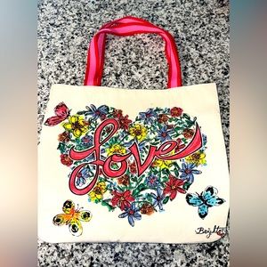 Brighton Love Tweet Tote Flower Canvas Heart Tote Shopping Bag